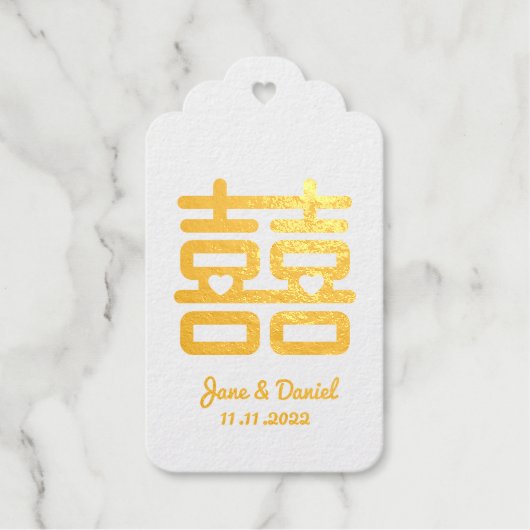 Hochzeit des doppelten Glücks Geschenkanhänger (Vorderseite)