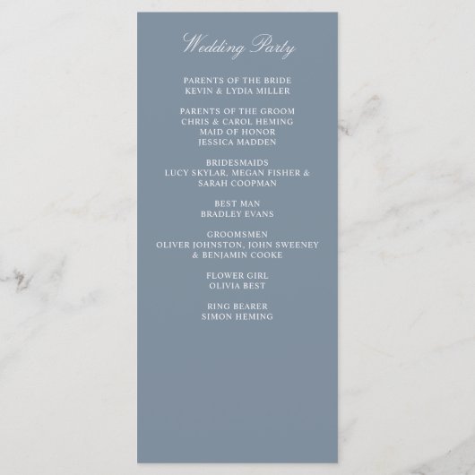 Hochzeit des dunkelblauen Wappen Programm (Rückseite)