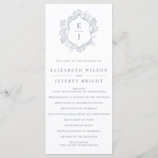 Hochzeit des dunkelblauen Wappen Programm (Vorderseite)