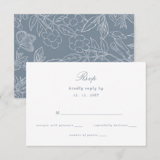 Hochzeit des dunkelblauen Wappen RSVP Karte