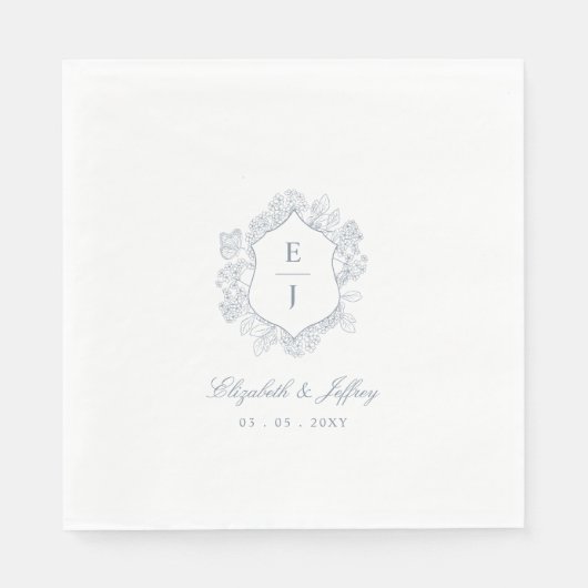 Hochzeit des dunkelblauen Wappen Serviette (Vorderseite)