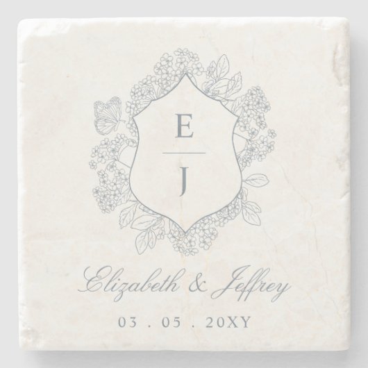 Hochzeit des dunkelblauen Wappen Steinuntersetzer (Vorderseite)