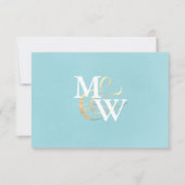 Hochzeit des EleganSea Glass Monogram RSVP Karte (Vorderseite)