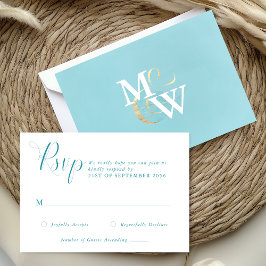 Hochzeit des EleganSea Glass Monogram RSVP Karte
