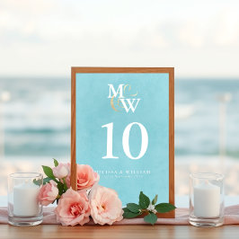 Hochzeit des EleganSea Glass Monogram Tischnummer
