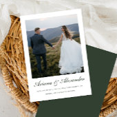 Hochzeit des eleganten Forest Green Script-Fotos Save The Date