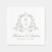 Hochzeit des eleganten grünen Wappen Serviette (Vorderseite)