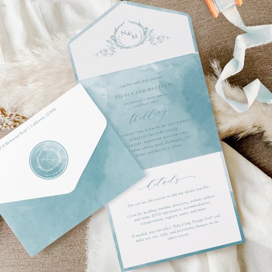 Hochzeit des eleganten Seeglas All In One Einladung