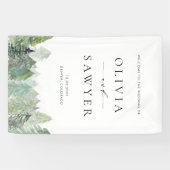 Hochzeit des Evergreen Forest Watercolor Snowy Beg Banner (Horizontal)