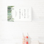 Hochzeit des Evergreen Forest Watercolor Snowy Beg Banner (InSitu)