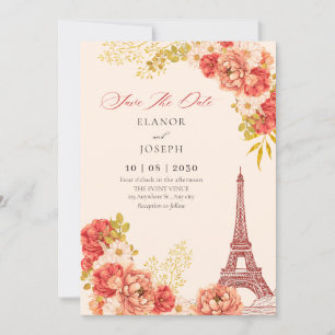 Hochzeit des Floral Paris Eiffel Save The Date