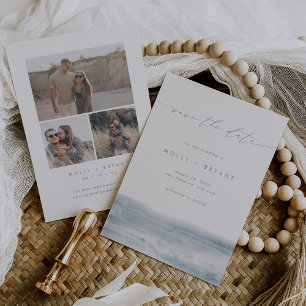 Hochzeit des Fotos an der Küste Save The Date