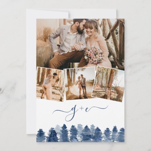 Hochzeit des Fotos "Blauwald" Einladung (Rückseite)