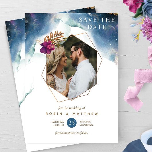 Hochzeit des Fotos, geometrischer Himmelsgarten Save The Date