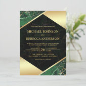 Hochzeit des Fotos "Goldenes Grün" Einladung (Stehend Vorderseite)