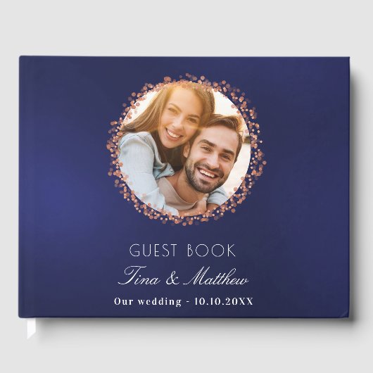 Hochzeit des Fotos mit blauer Rose Gästebuch (Vorderseite)