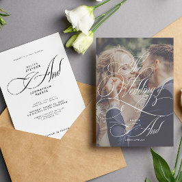 Hochzeit des Fotos mit eleganten Schriftzeichen Einladung