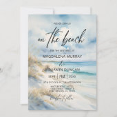 Hochzeit des Fotos "Watercolor Ocean Coast Beach" Einladung (Vorderseite)