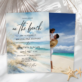 Hochzeit des Fotos "Watercolor Ocean Coast Beach" Einladung