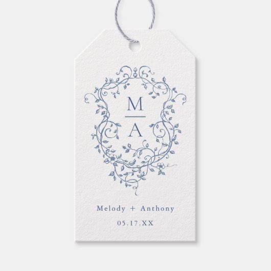 Hochzeit des französischen Blauen Wappen Geschenkanhänger (Vorderseite)