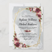 Hochzeit des geometrischen Burgundy-Fotos Einladung (Vorderseite)