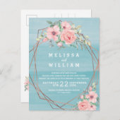 Hochzeit des geometrischen Kupfers Einladungspostkarte (Vorne/Hinten)