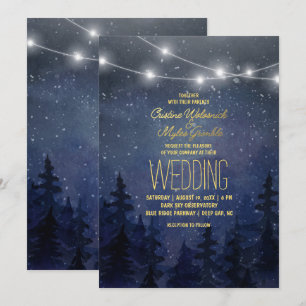 Hochzeit des Goldenen Night Sky Forest   String Li Einladung