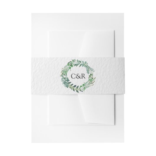 Hochzeit des Green Foliage Wreath Einladungsbanderole (Vorderseite Beispiel)
