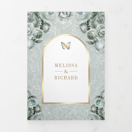 Hochzeit des grünen Blütengoldes-Schmetterlings Dreifach Gefaltete Einladung (Cover)