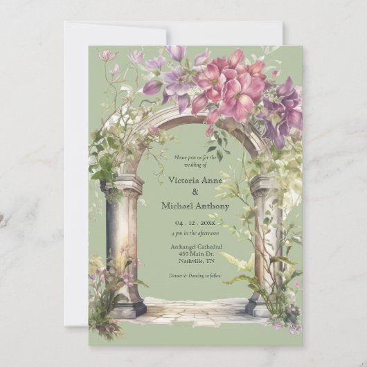 Hochzeit des Grünen Wasserfarbenarsches Einladung (Vorderseite)