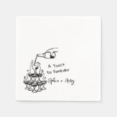 Hochzeit des handgezogenen Champagner-Glashauses Serviette (Vorderseite)