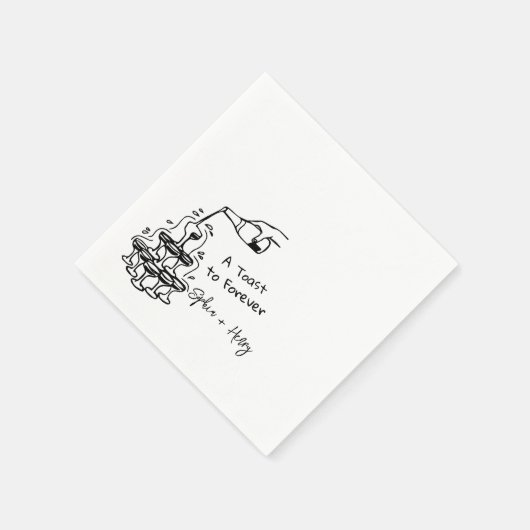 Hochzeit des handgezogenen Champagner-Glashauses Serviette (Ecke)