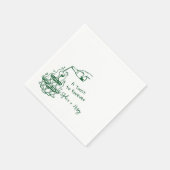 Hochzeit des handgezogenen Champagner-Glashauses Serviette (Ecke)