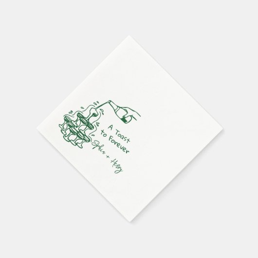 Hochzeit des handgezogenen Champagner-Glashauses Serviette (Ecke)