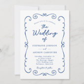 Hochzeit des handgezogenen Doodle Border QR Code Einladung (Vorderseite)