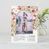 Hochzeit des hellrosa, gelben Fotos Einladung (Stehend Vorderseite)