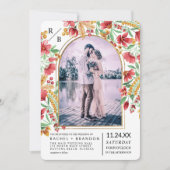 Hochzeit des hellrosa, gelben Fotos Einladung (Vorderseite)