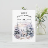 Hochzeit des Hirschschschneebergs mit Pinienbäumen Einladung (Stehend Vorderseite)