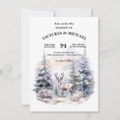 Hochzeit des Hirschschschneebergs mit Pinienbäumen Einladung (Vorderseite)