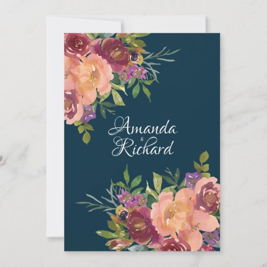 Hochzeit des Hübschen Blütenherbst Einladung (Rückseite)