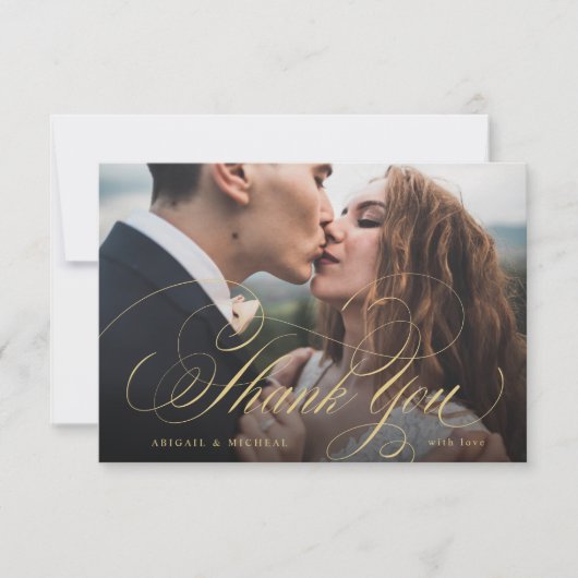 Hochzeit des klassischen Fotos mit klassischer Kal Dankeskarte (Vorderseite)