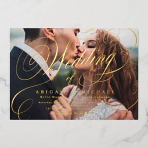 Hochzeit des klassischen Fotos mit klassischer Kal Folieneinladung