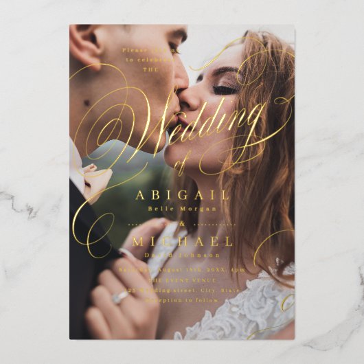 Hochzeit des klassischen Fotos mit klassischer Kal Folieneinladung (Vorderseite)