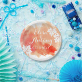 Hochzeit des Korallenpfirsichs mit moderner Aquare Pappteller (Party)