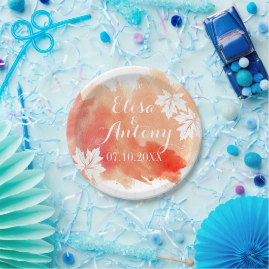 Hochzeit des Korallenpfirsichs mit moderner Aquare Pappteller (Party)