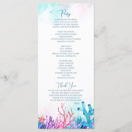 Hochzeit des Korallenriffs Programm (Rückseite)