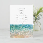 Hochzeit des kristallklaren Ozeans Einladung (Stehend Vorderseite)