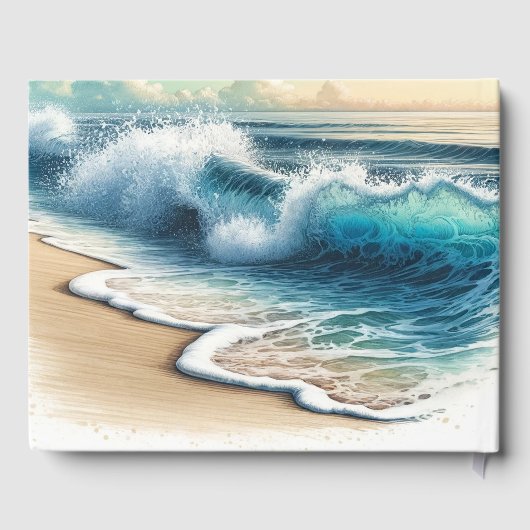 Hochzeit des Küstenstrands in der Ozeanwelle Gästebuch (Rückseite)