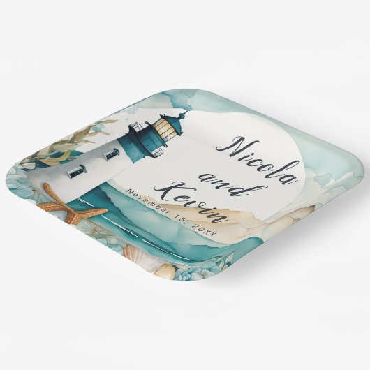 Hochzeit des Leuchtturms Pappteller (Gewinkelt)