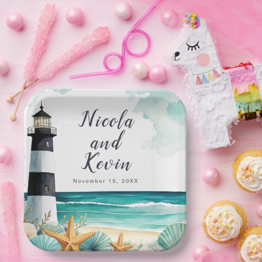 Hochzeit des Leuchtturms Pappteller (Party)